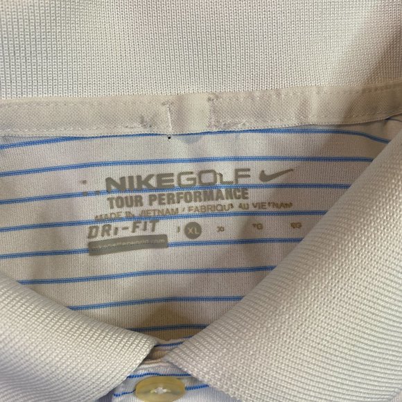 Nike Golf Tour Performance Dri Fit Polo XL White Blue Stripe Valhalla 2014 PGA - Picture 4 of 7